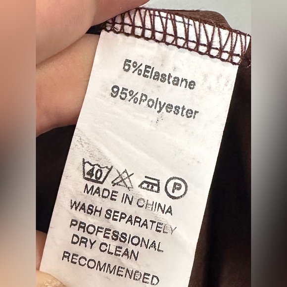 SATIN CHOCOLATE BROWN WOMENS MIDI V NECK DRESS WITH SLIT - Picture 6 of 6